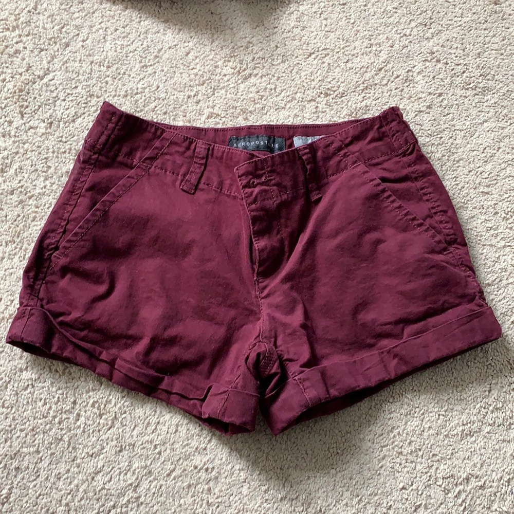 Burgundy MIDI Shorts
